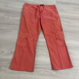 Blue Dot Womens Coral Pink Cargo Pants Drawstring Waist Made in USA Size Large